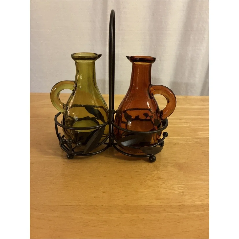 Vintage Yankee Candle Oil & Vinegar Cruet-Style Tea Light & Votive Holder Set